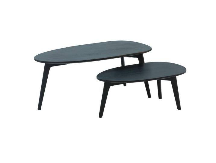KADIMA DESIGN Satztisch Design Couchtisch 2er Set Mango Massivholz Wohnzimmertisch Schwarz (Retro Tischset 2-teilig Beistelltisch Holz), Satztisch Holztisch Nierenform Kaffeetisch von OTTO