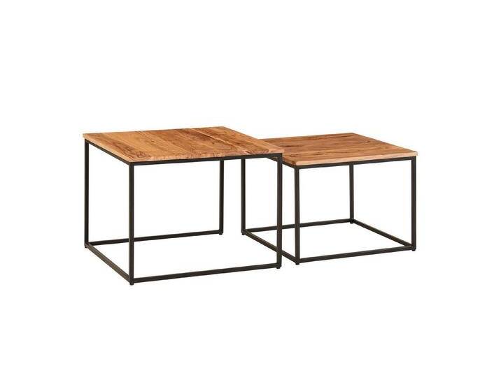 KADIMA DESIGN Satztisch Wohnzimmertisch 2er Set Akazie Massivholz / Metall Beistelltisch Eckig (Tischset 2-teilig Satztisch) von OTTO