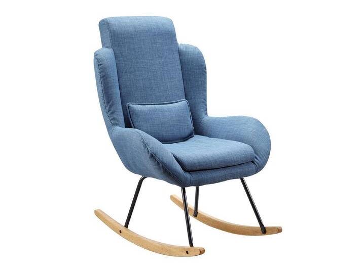 KADIMA DESIGN Schaukelstuhl Schaukelstuhl CAPRI Blau Design Relaxsessel 75 x 110 x 88,5 cm, (Sessel Stoff / Holz, Schwingsessel mit Gestell, Polster Relaxstuhl), Schaukelsessel, Moderner Schwingstuhl, Hochlehner von OTTO