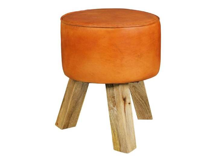 KADIMA DESIGN Sitzhocker Design Sitzhocker WL5.102 Holz 37x45x37 cm Modern Fußhocker Rund, (Gepolstert, Holzhocker mit Echtleder Braun), Turnbock Lederhocker Holzbeine von OTTO