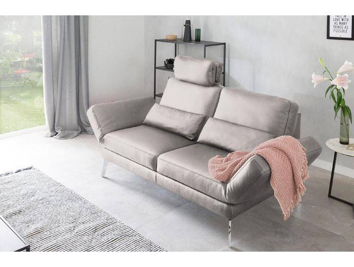 KAWOLA 2-Sitzer HURRICANE, Sofa Couch Relaxfunktion Leder verschiedene Farben 170x93 cm, grau, hellgrau von OTTO