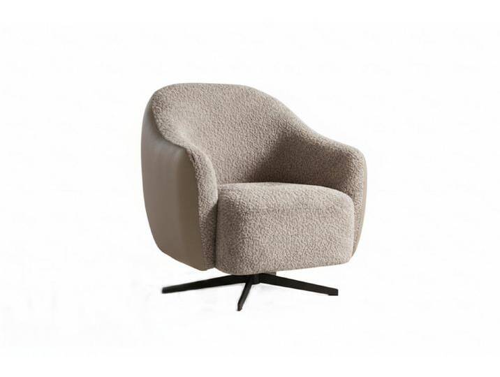 KAWOLA Drehsessel BRITTO Bequemer Bouclé Sessel – Drehbar, Bouclé vorn, Kunstleder hinten. 360° drehbar. Lounge-tauglich., braun, Taupe von OTTO