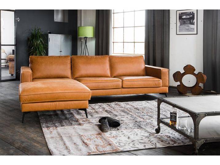 KAWOLA Ecksofa BLOOM, Couch L-Form rechts oder links Leder verschiedene Farben 276x177 cm, Recamiere links, cognac von OTTO