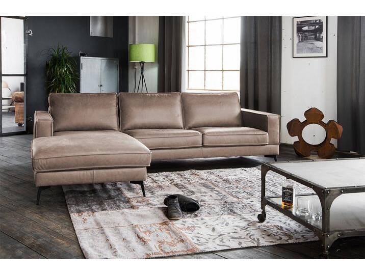 KAWOLA Ecksofa BLOOM, Couch L-Form rechts oder links Leder verschiedene Farben 276x177 cm, Recamiere links, taupe von OTTO