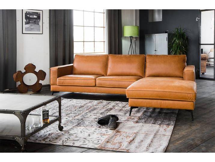 KAWOLA Ecksofa BLOOM, Couch L-Form rechts oder links Leder verschiedene Farben 276x177 cm, Recamiere rechts, cognac von OTTO