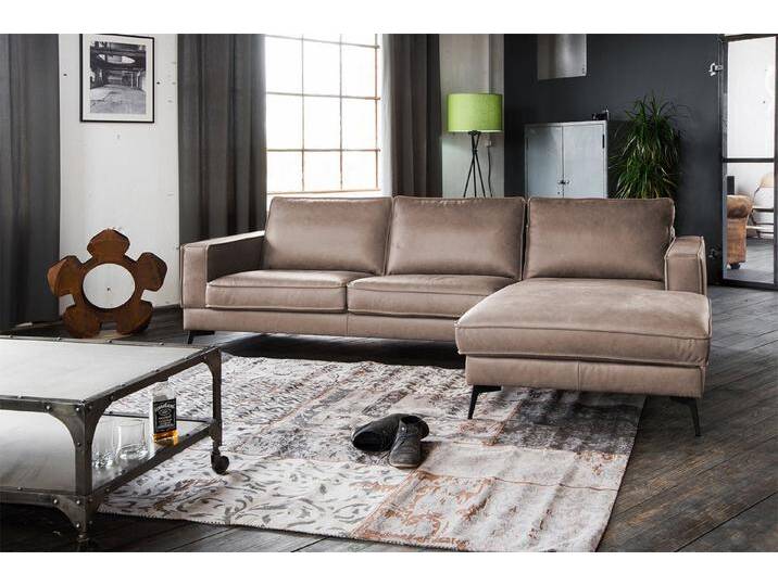 KAWOLA Ecksofa BLOOM, Couch L-Form rechts oder links Leder verschiedene Farben 276x177 cm, Recamiere rechts, taupe von OTTO