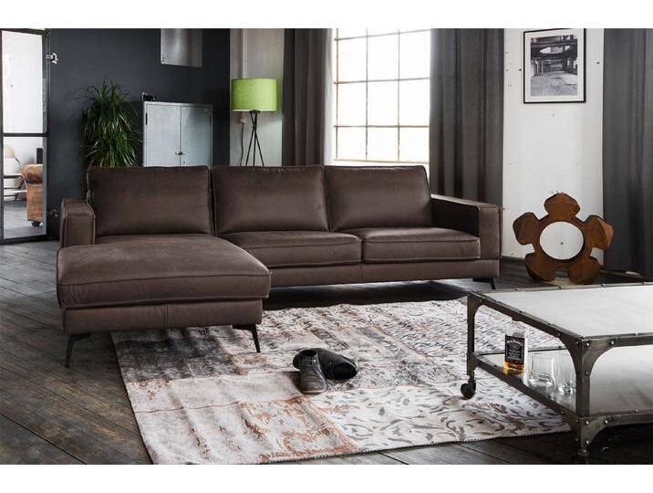 KAWOLA Ecksofa BLOOM, Couch L-Form rechts oder links Leder verschiedene Farben 276x177 cm, braun, Recamiere links, dunkelbraun von OTTO