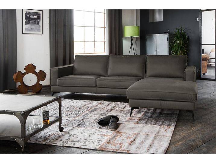 KAWOLA Ecksofa BLOOM, Couch L-Form rechts oder links Leder verschiedene Farben 276x177 cm, grau, Recamiere rechts, grau von OTTO