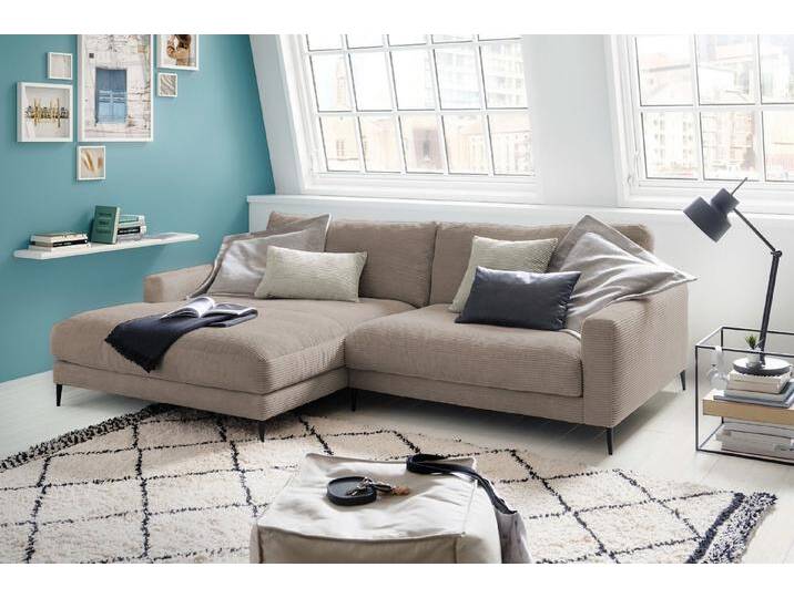KAWOLA Ecksofa CARA, Couch L-Form links oder rechts Cord verschiedene Farben, braun, Recamiere links, taupe von OTTO