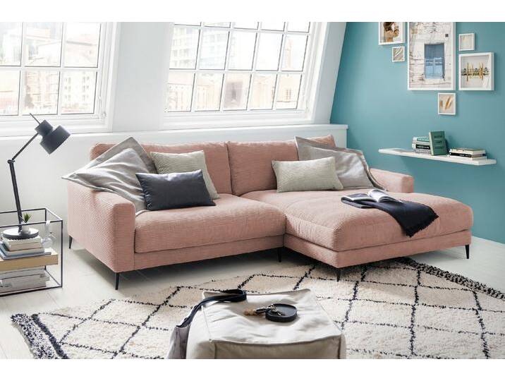 KAWOLA Ecksofa CARA, Couch L-Form links oder rechts Cord verschiedene Farben, rosa, Recamiere rechts, rosa von OTTO