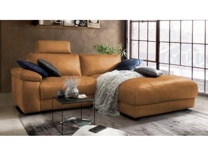 KAWOLA Ecksofa LOLA, Couch L-Form rechts oder links, Sitzvorzug motorisch, Stoff oder Leder, braun, Recamiere rechts, cognac von OTTO