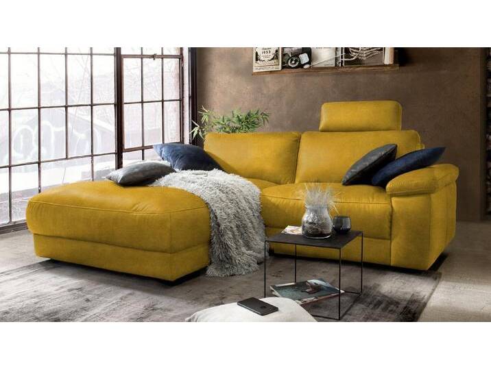 KAWOLA Ecksofa LOLA, Couch L-Form rechts oder links, Sitzvorzug motorisch, Stoff oder Leder, gelb, Recamiere links, curry von OTTO