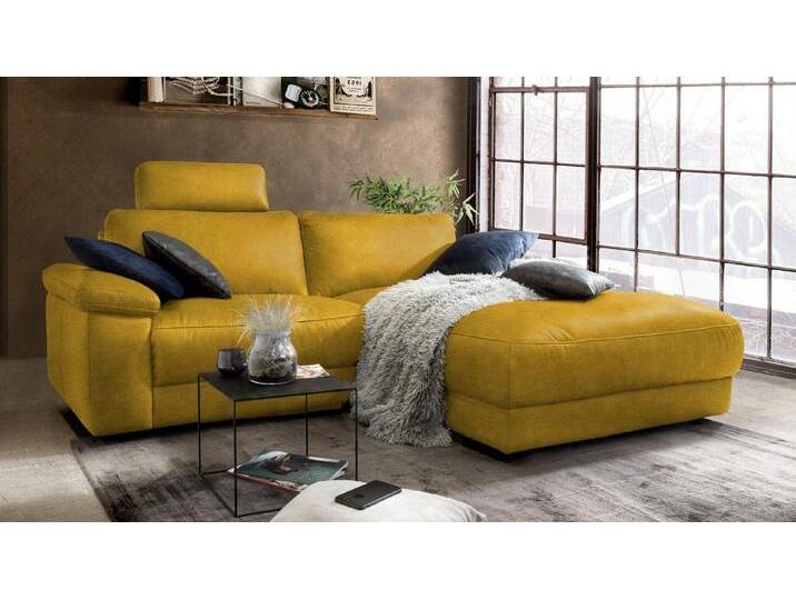KAWOLA Ecksofa LOLA, Couch L-Form rechts oder links, Sitzvorzug motorisch, Stoff oder Leder, gelb, Recamiere rechts, curry von OTTO