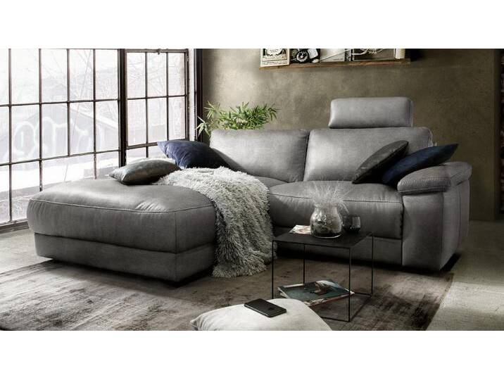 KAWOLA Ecksofa LOLA, Couch L-Form rechts oder links, Sitzvorzug motorisch, Stoff oder Leder, grau, Recamiere links, grau von OTTO