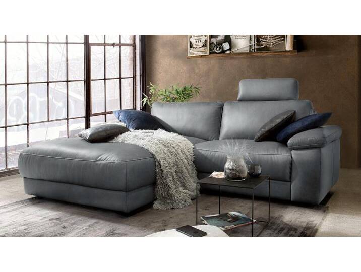 KAWOLA Ecksofa LOLA, Couch L-Form rechts oder links, Sitzvorzug motorisch, Stoff oder Leder, grau, Recamiere links, grau von OTTO