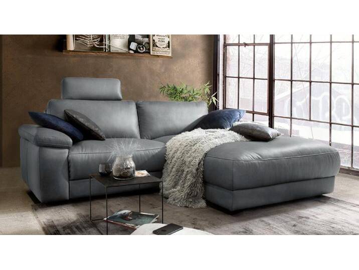 KAWOLA Ecksofa LOLA, Couch L-Form rechts oder links, Sitzvorzug motorisch, Stoff oder Leder, grau, Recamiere rechts, grau von OTTO