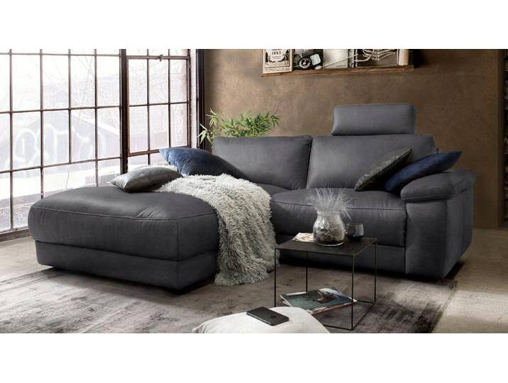 KAWOLA Ecksofa LOLA, Couch L-Form rechts oder links, Sitzvorzug motorisch, Stoff oder Leder, schwarz, Recamiere links, schwarz von OTTO