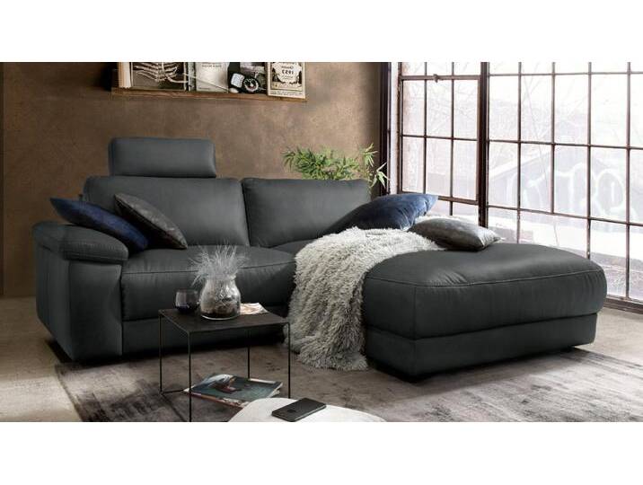 KAWOLA Ecksofa LOLA, Couch L-Form rechts oder links, Sitzvorzug motorisch, Stoff oder Leder, schwarz, Recamiere rechts, schwarz von OTTO