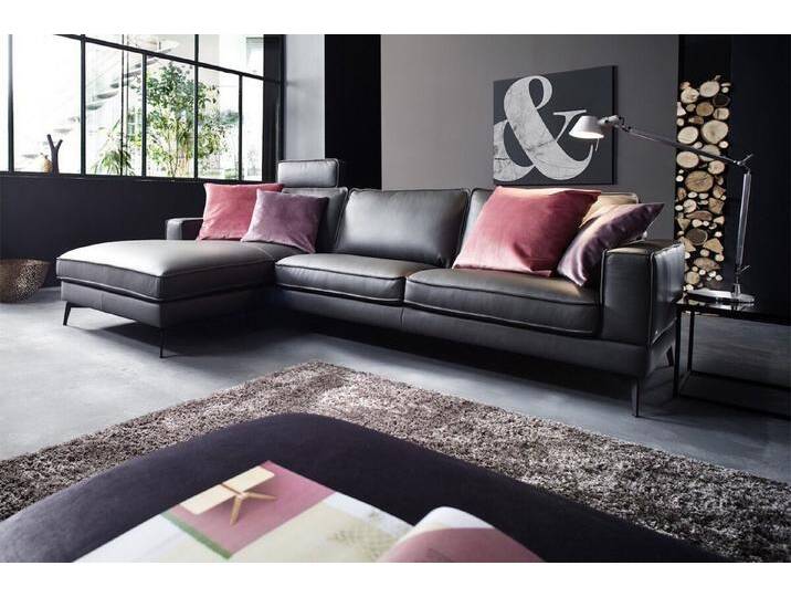KAWOLA Ecksofa LUGA, Couch L-Form rechts oder links Leder, mit oder ohne Kopfstütze, grau, mit Kopfstütze, anthrazit KAWOLA Ecksofa LUGA, Couch L-Form rechts oder links Leder, mit oder ohne Kopfstütze, grau, mit Kopfstütze, anthrazit von OTTO