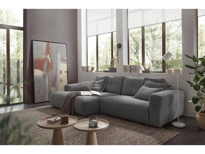 KAWOLA Ecksofa MIKA, Couch L-Form rechts oder links, Cord verschiedene Farben 296x167 cm, grau, Longchair links von OTTO
