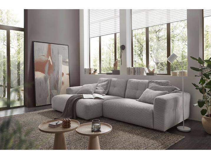 KAWOLA Ecksofa MIKA, Couch L-Form rechts oder links, Cord verschiedene Farben 296x167 cm, grau, Longchair links von OTTO