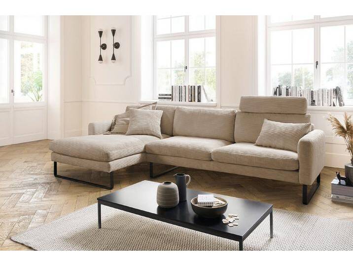 KAWOLA Ecksofa RICARDA, Couch L-Form rechts oder links Cord verschiedene Farben 298x154 cm, braun, Recamiere links, taupe von OTTO