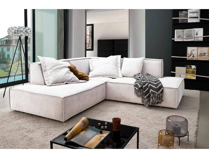 KAWOLA Ecksofa SAMU, Couch L-Form rechts oder links Stoff verschiedene Farben 226x224 cm, beige weiß, Recamiere links, beige von OTTO