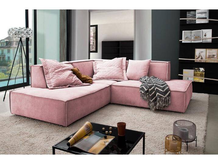 KAWOLA Ecksofa SAMU, Couch L-Form rechts oder links Stoff verschiedene Farben 226x224 cm, rosa, Recamiere links, rosa von OTTO