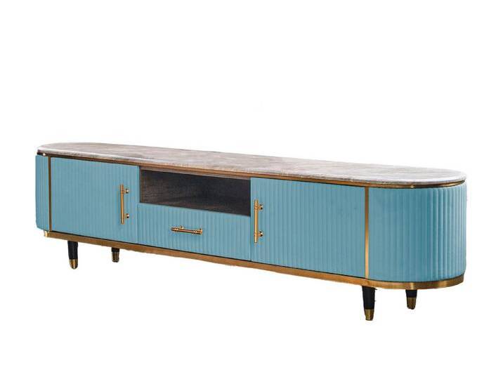 KAWOLA Lowboard MARIA, TV-Bank Marmorplatte Kunstleder verschiedene Farben, blau KAWOLA Lowboard MARIA, TV-Bank Marmorplatte Kunstleder verschiedene Farben, blau von OTTO