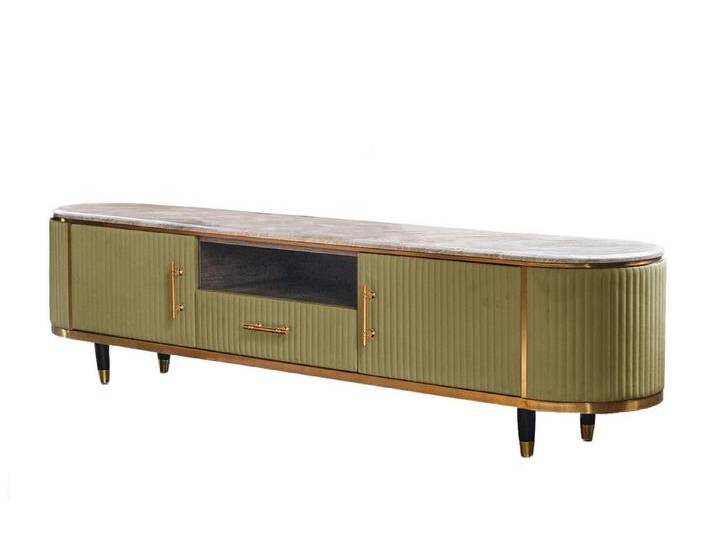 KAWOLA Lowboard MARIA, TV-Bank Marmorplatte Kunstleder verschiedene Farben, grün KAWOLA Lowboard MARIA, TV-Bank Marmorplatte Kunstleder verschiedene Farben, grün von OTTO