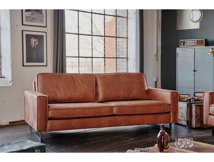 KAWOLA Sofa VILNIUS, Couch Kunstleder mit Lederanteil, 2-Sitzer oder 3-Sitzer, braun, 2-Sitzer, cognac von OTTO