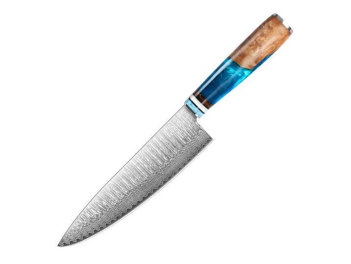 KEENZO Damastmesser 20cm Damast Kochmesser aus Damaststahl für Fisch Gemüse Obst Fleisch, damaststahl, Ergonomisch griff, blau, Blau Harzgriff KEENZO Damastmesser 20cm Damast Kochmesser aus Damaststahl für Fisch Gemüse Obst Fleisch, damaststahl, Ergonomisch griff, blau, Blau Harzgriff von OTTO