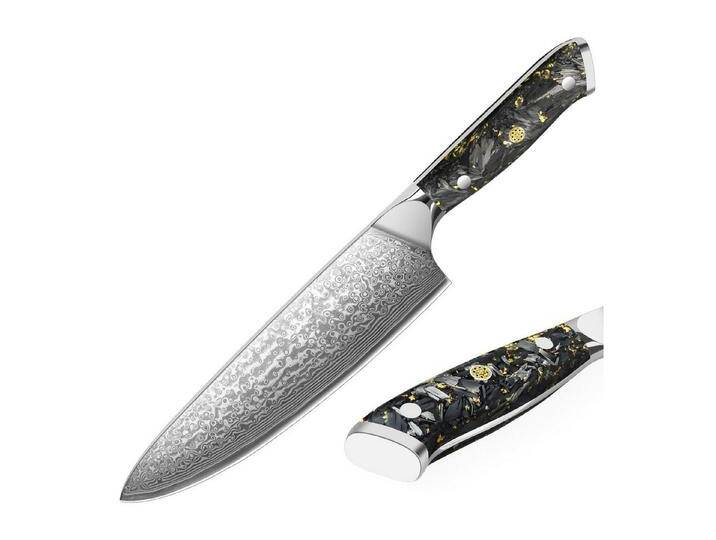 KEENZO Damastmesser 20cm Damast Kochmesser aus Damaststahl für Fisch Gemüse Obst Fleisch, damaststahl, Ergonomisch griff, schwarz, Schwarz-Gold Griff KEENZO Damastmesser 20cm Damast Kochmesser aus Damaststahl für Fisch Gemüse Obst Fleisch, damaststahl, Ergonomisch griff, schwarz, Schwarz-Gold Griff von OTTO