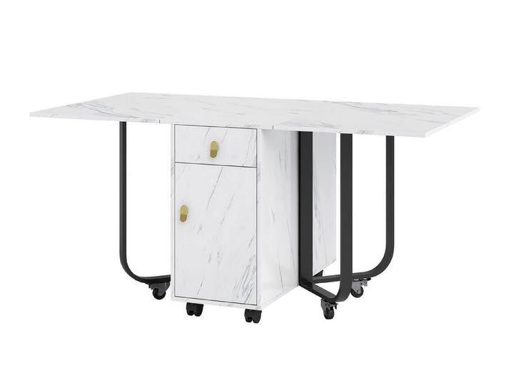 KLAM HOME Esstisch Klappbarer Tisch mit Aufschrank und 2-Schubladen (3 Formen klappbarer Esstische), Platzsparender Küchentisch mit 4-Stützbeinen und Riemenscheibe von OTTO