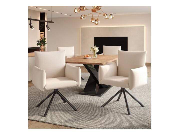 KLAM HOME Esszimmerstuhl Stuhlset Moderner 360° Drehstuhl (6 St), Wohnzimmer Schlafzimmerstuhl, Arbeits- und Schreibtischstuhl, beige, 6 St., Beige von OTTO