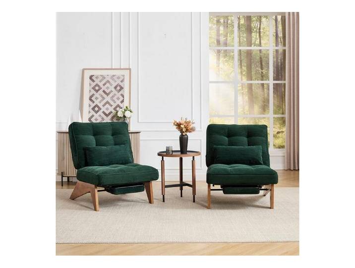 KLAM HOME Loungesessel Moderner Loungesessel mit verstellbarer Rückenlehne und Fußstütze (Ergonomischer Relaxsessel mit Massivholzbeinen), Inklusive Lendenkissen für Wohnzimmer und Homeoffice, grün von OTTO
