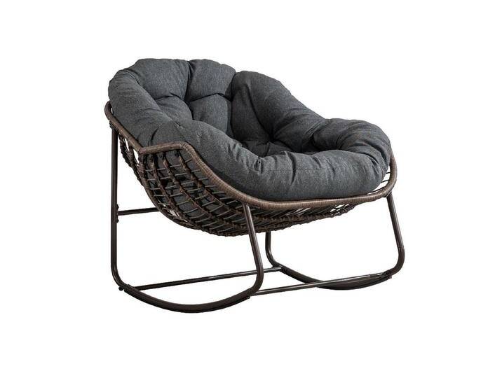 KLAM HOME Schaukelstuhl Rattanstuhl mit Stahlrahmen,bequemer Schaukelstuhl mit dickem Kissen (übergroßer Schaukelstuhl aus Korbgeflecht in Eierform für die Terrasse), Wohnzimmer/Schlafzimmer/Arbeitszimmer/Garten von OTTO