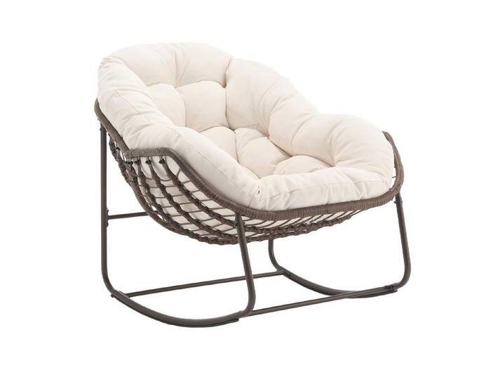 KLAM HOME Schaukelstuhl Rattanstuhl mit Stahlrahmen,bequemer Schaukelstuhl mit dickem Kissen (übergroßer Schaukelstuhl aus Korbgeflecht in Eierform für die Terrasse), Wohnzimmer/Schlafzimmer/Arbeitszimmer/Garten von OTTO