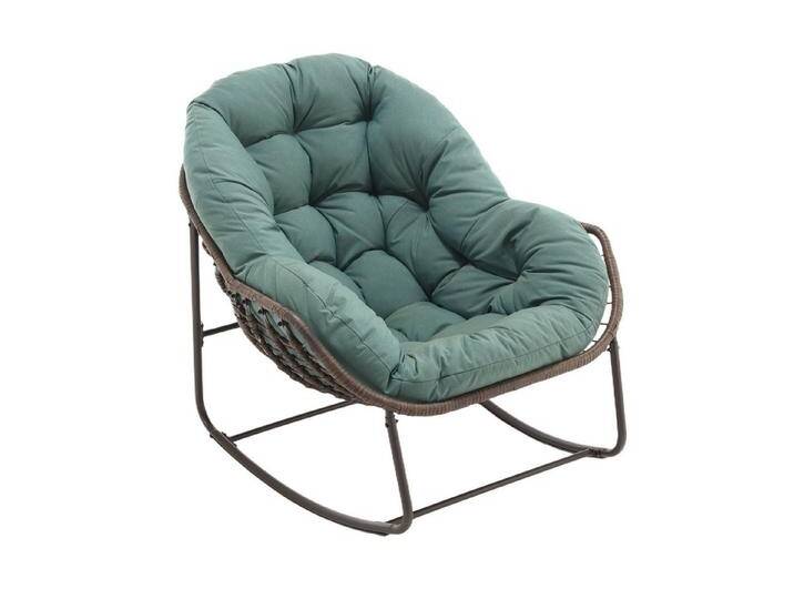 KLAM HOME Schaukelstuhl Rattanstuhl mit Stahlrahmen,bequemer Schaukelstuhl mit dickem Kissen (übergroßer Schaukelstuhl aus Korbgeflecht in Eierform für die Terrasse), Wohnzimmer/Schlafzimmer/Arbeitszimmer/Garten von OTTO
