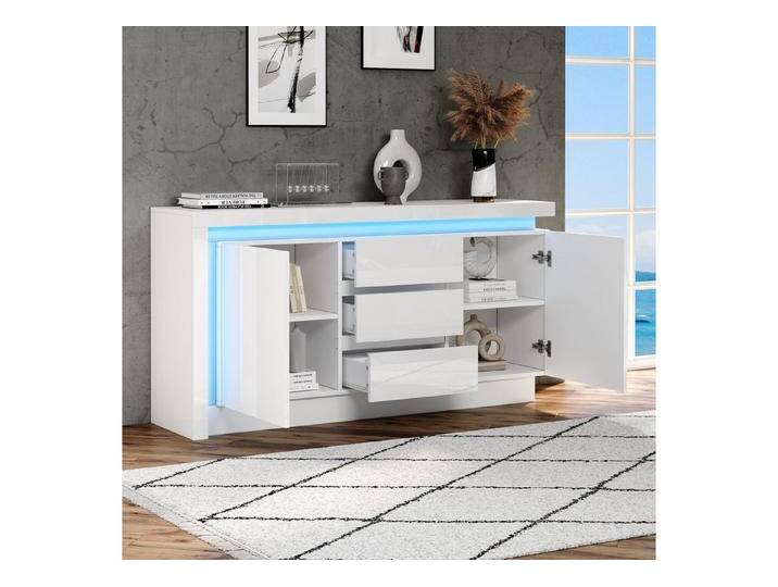 KLAM HOME Sideboard 140*35*72cm Beistelltisch mit 3 Schubladen und LED- Beleuchtung (Schrank mit verstellbaren Einlegeböden und 2 Türen), Kommode für das Schlafzimmer von OTTO