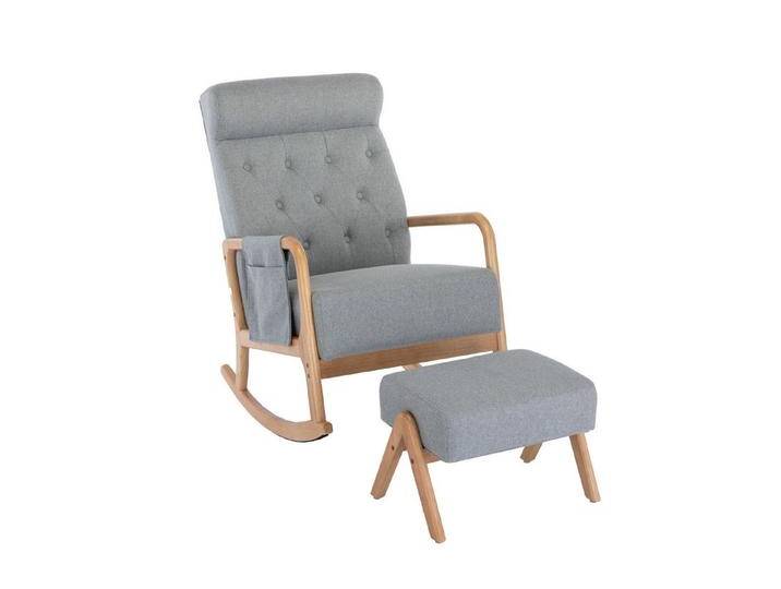 KLAM HOME Stuhl Moderne gepolsterte Schaukelstühle mit Hocker gepolstert Rückenlehne (Hohe Rückenlehne und ergonomisch), Relaxsessel mit Kopfstütze für Balkon Schlaf- und Arbeitszimmer von OTTO