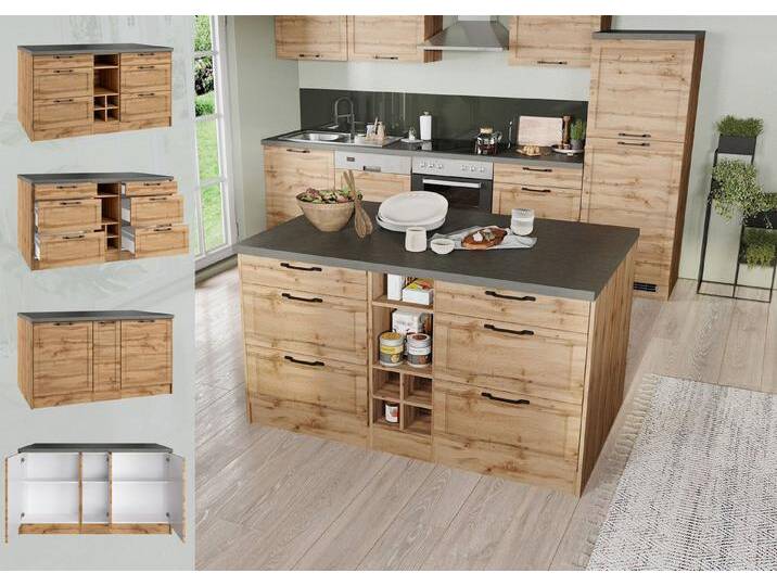 KOCHSTATION Kücheninsel KS-Lani, Breite 153 cm, mit Flaschenregal, MDF-Fronten, Arbeitsplatte 38mm stark, beige von OTTO