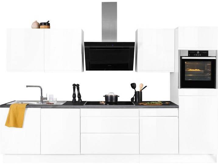 KOCHSTATION Küchenzeile KS-Avio, 38 mm starke Arbeitsplatte und Hochglanz-Fronten, Breite 330 cm, weiß, Arbeitsplatte: anthrazit KOCHSTATION Küchenzeile KS-Avio, 38 mm starke Arbeitsplatte und Hochglanz-Fronten, Breite 330 cm, weiß, Arbeitsplatte: anthrazit von OTTO