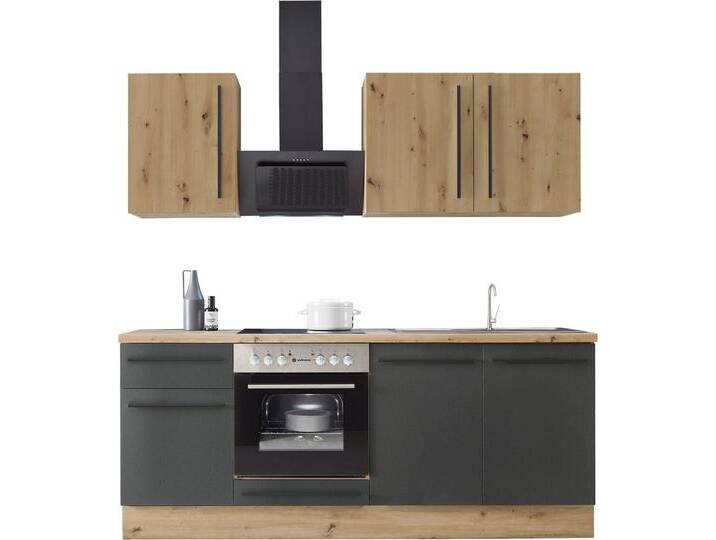 KOCHSTATION Küchenzeile KS-Florida mit 38mm starker Arbeitsplatte, Breite 210 cm, mit Soft-Close-Funktion, schwarz, mit E-Geräten, mit Einbauspüle KOCHSTATION Küchenzeile KS-Florida mit 38mm starker Arbeitsplatte, Breite 210 cm, mit Soft-Close-Funktion, schwarz, mit E-Geräten, mit Einbauspüle von OTTO