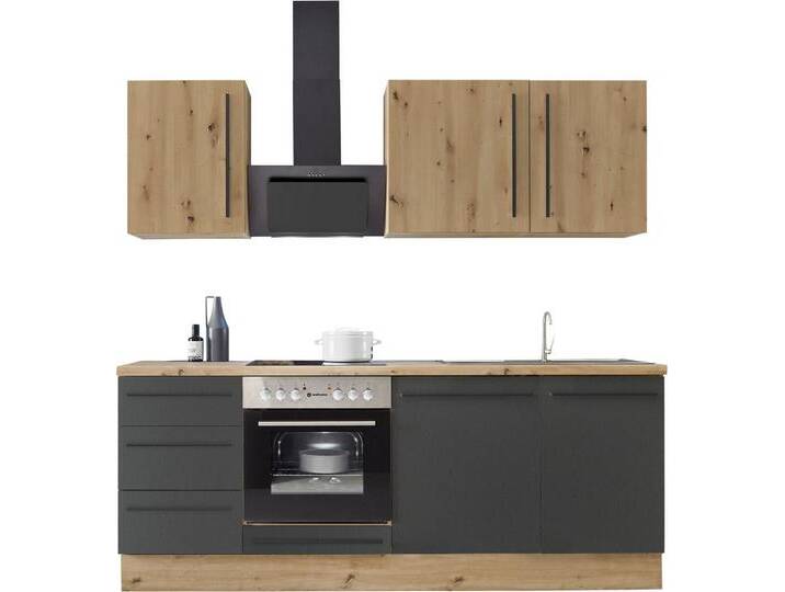 KOCHSTATION Küchenzeile KS-Florida mit 38mm starker Arbeitsplatte, Breite 220 cm, Soft-Close-Funktion, schwarz, mit E-Geräten, mit Einbauspüle KOCHSTATION Küchenzeile KS-Florida mit 38mm starker Arbeitsplatte, Breite 220 cm, Soft-Close-Funktion, schwarz, mit E-Geräten, mit Einbauspüle von OTTO