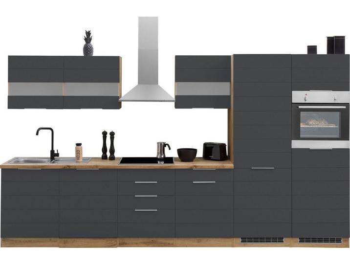 KOCHSTATION Küchenzeile KS-Luhe, 360 cm breit, gefräste MDF-Fronten, grau, ohne E-Geräte von OTTO