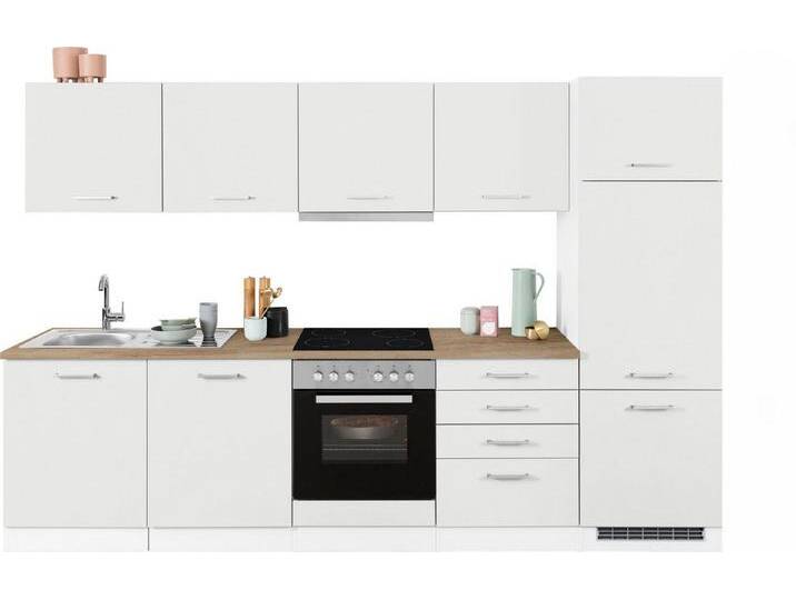 KOCHSTATION Küchenzeile KS-Visby, mit E-Geräten, Breite 300 cm inkl. Kühlschrank und Geschirrspüler, weiß von OTTO