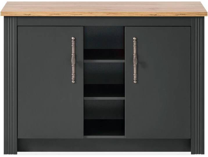 KOCHSTATION Spülenschrank KS-Westminster im romantischen Landhausstil, Breite 130 cm, exclusiv by Otto, grau, Grau dunkel von OTTO