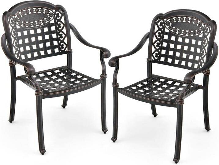 KOMFOTTEU Gartenstuhl Balkonstuhl (2er Set), aus Aluminiumguss bis 165kg belastbar, braun, Bronze von OTTO