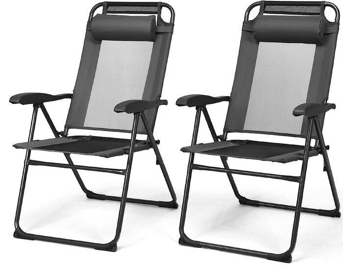 KOMFOTTEU Klappstuhl Faltbare Terrassenstühle (2er Set), mit 7-Fach Verstellbarer Rückenlehne, grau, grau von OTTO